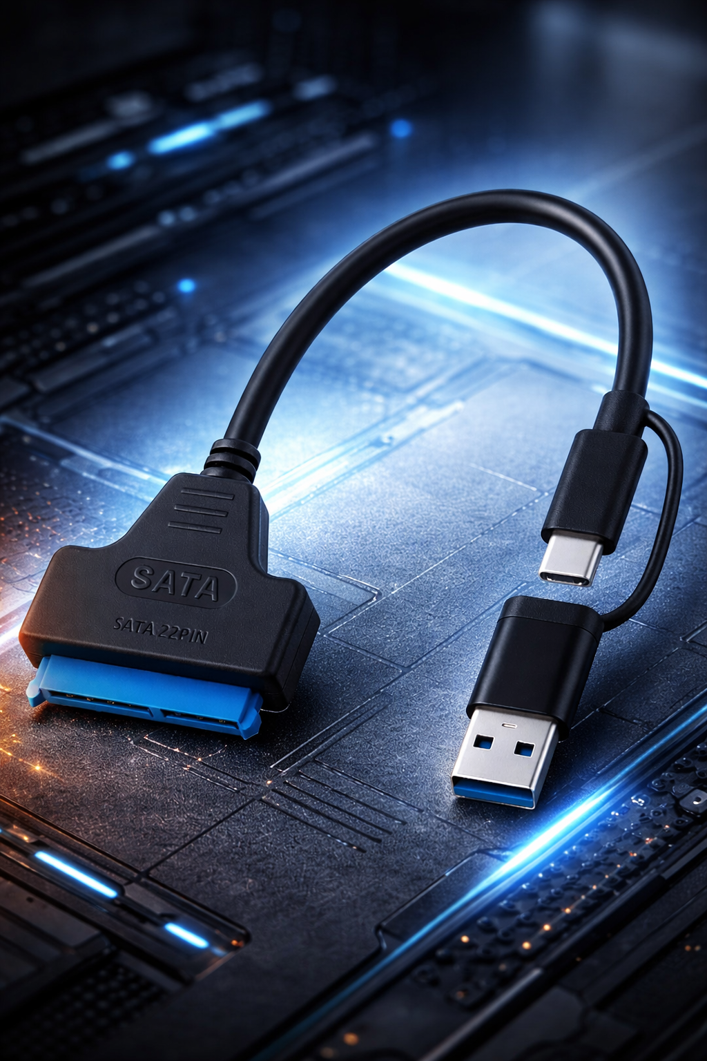 Адаптер USB-SATA, Type-C, 2,5", для SSD/HDD, кабель-переходник, USB 3.0