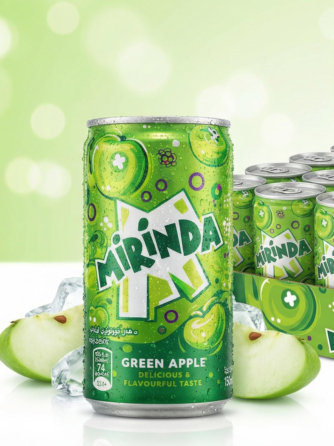 Mirinda Green Apple, 0.15 л, 30 шт, банка, (Газированный напиток Миринда Зеленое яблоко, металлическая банка, жб, мини) — фото 1