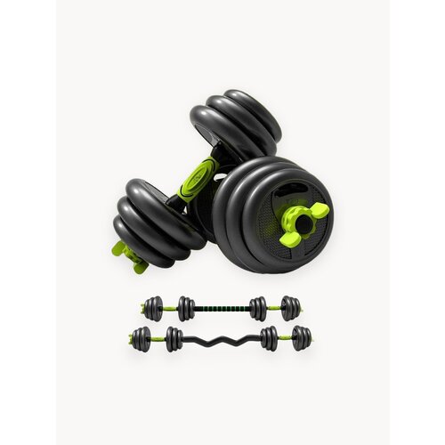 FitnessLive Гaнтeли набор, 2 гантели по 10 кг. + штанга. Гaнтeли разборные(цeмент/плaстик) общий вес 20кг