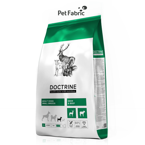 Doctrine 8кг сухой беззерновой корм для взрослых собак мелких пород с телятиной и олениной 8 кг