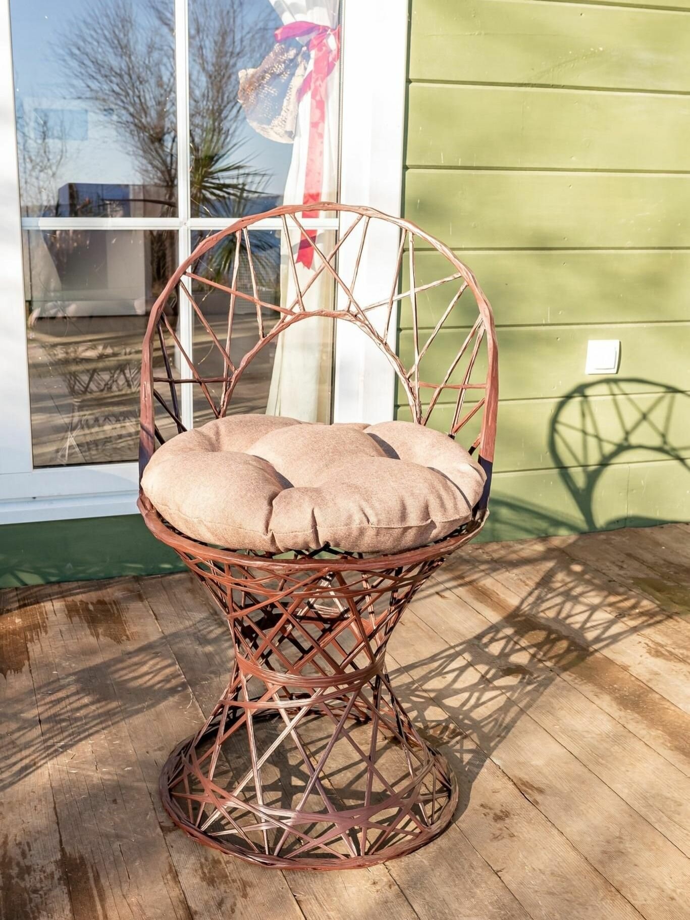 Кресло белое садовое плетёное из ротанга для дома и дачи, Ajurio