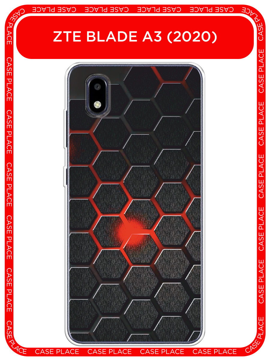 Чехол на ZTE Blade A3 (2020) / ЗТЕ Блейд А3 (2020) с принтом Соты красные