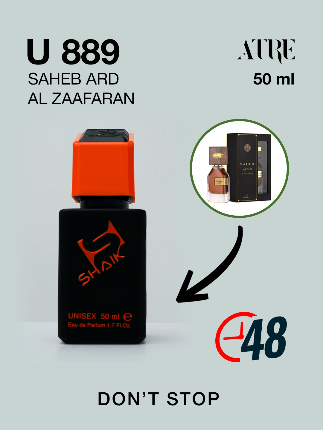 Парфюмерная вода Ard Al Zaafaran – Saheb , Shaik WM889, DON'T STOP Унисекс духи, 50мл — фото 1