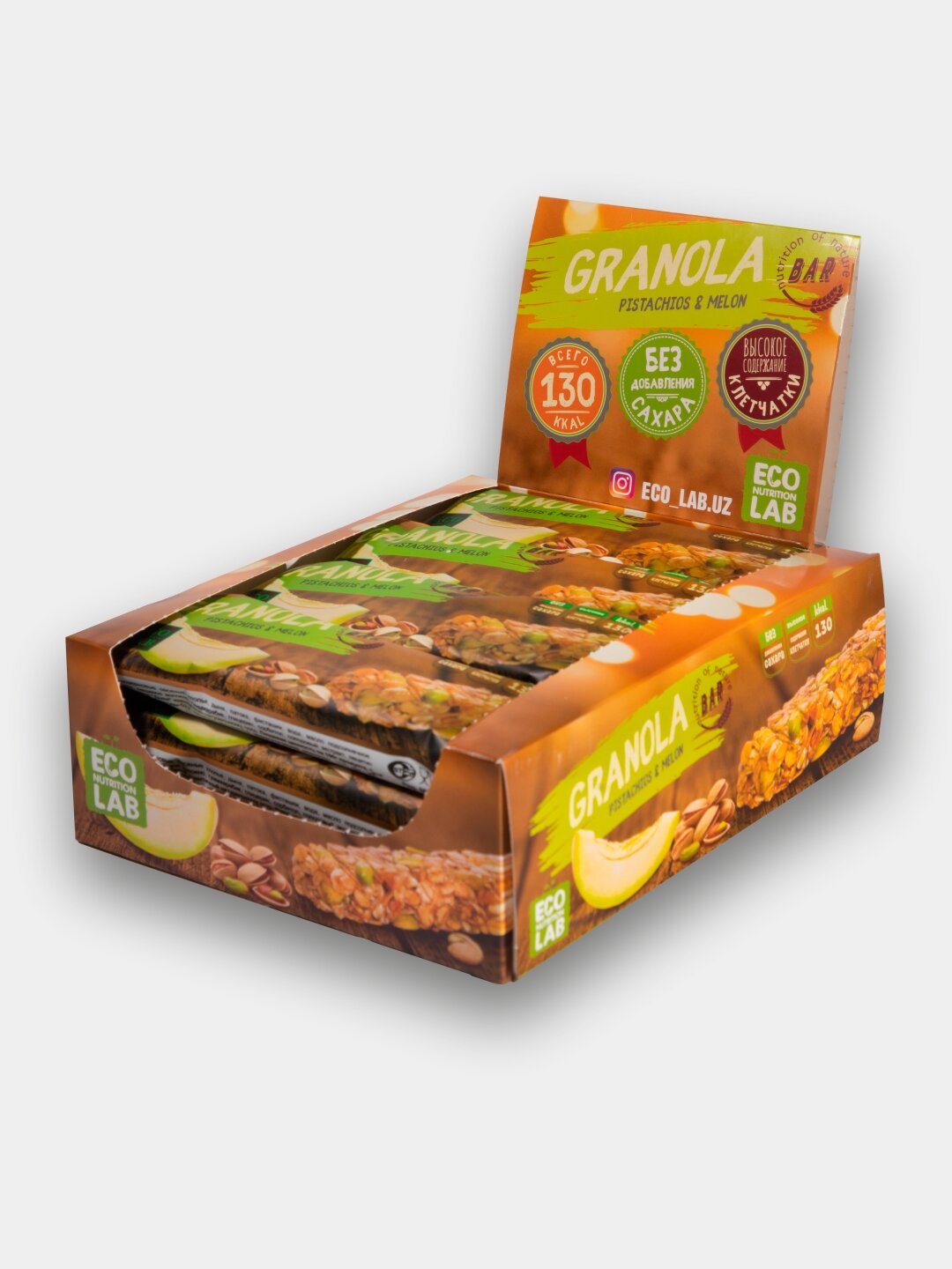 Батончики Granola "Фисташки+Дыня", Eco Nutrition Lab, 12 шт по 35 г — фото 1