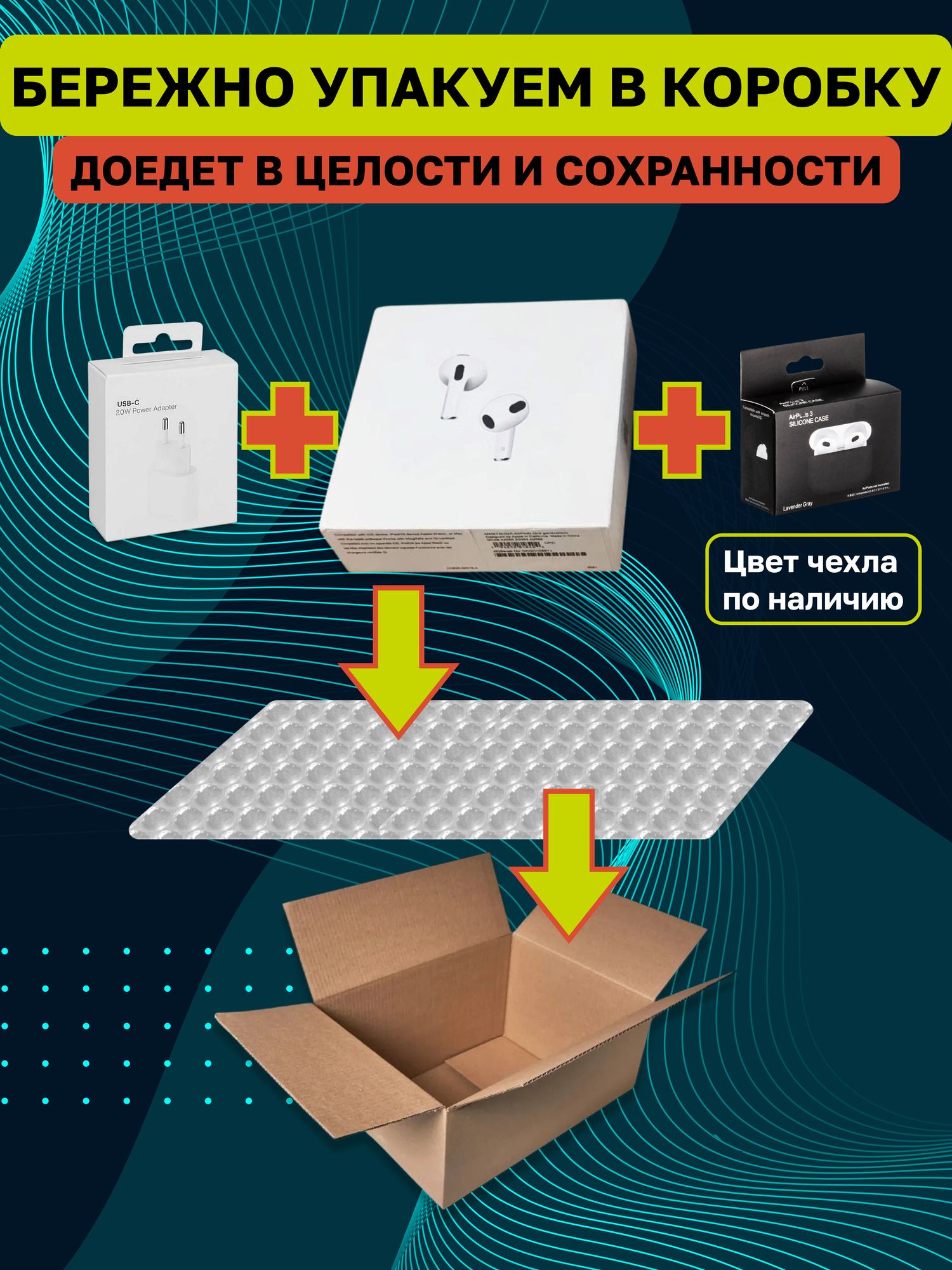 Наушники беспроводные A Pods 3, стерео звук, с блоком зарядки и чехлом, для iOS и Android, Bluetooth — фото 1