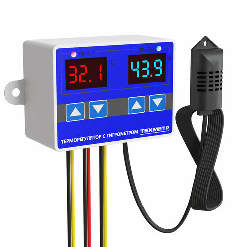 Терморегулятор температуры и влажности техметр ЦКТ-20 гигрометр с выносным датчиком 220V (Синий)