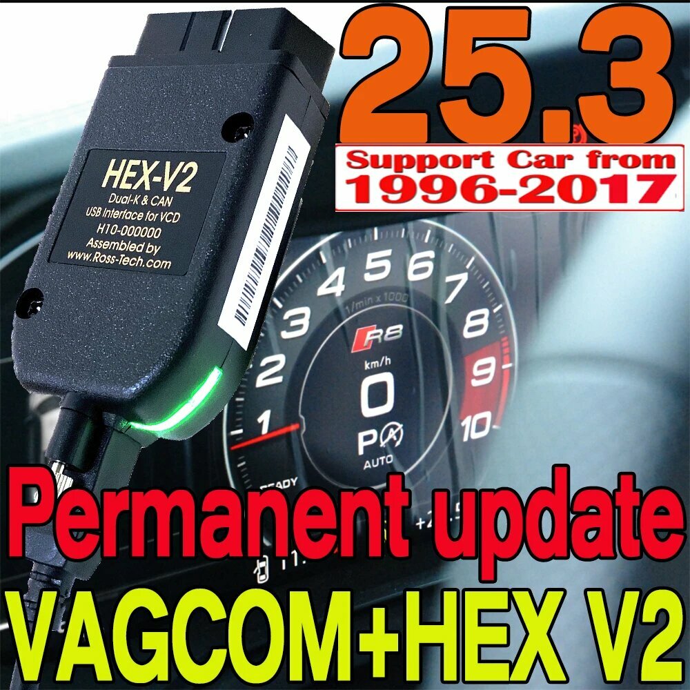 2025 VCDS VAGCOM 25.3 HEX CAN USB Obd сканер для VW AUDI Skoda Seat VAG Многоязычный ATMEGA162 AUTOCOM VAG HEX V2 инструмент