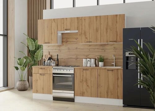 Изображение товара Кухонный гарнитур "Paola", 240 ЛДСП, (Дуб вотан), 2400х2160х600 мм, Горизонт