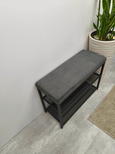 Изображение товара Обувница для прихожей "Дия" 2 полки / 101х31х53см / черный каркас - графит велюр