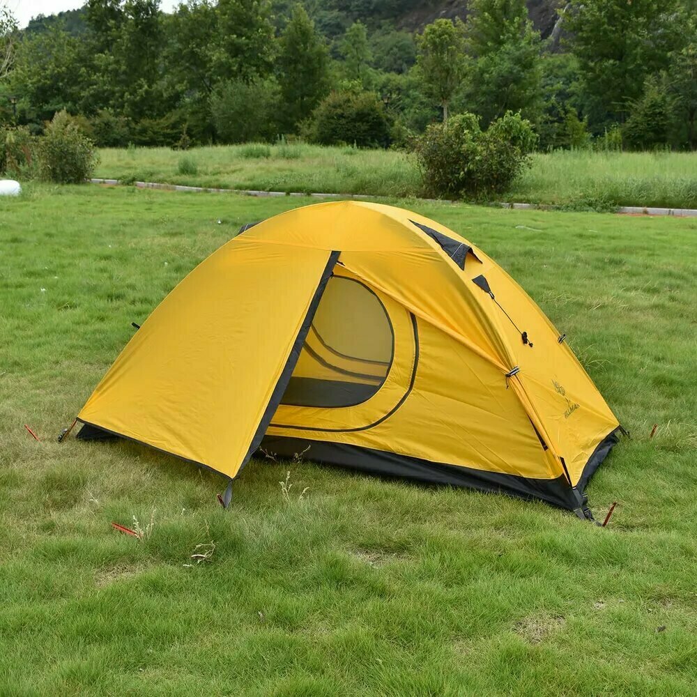 Палатка кемпинговая QF1, 1-местная, двухслойная, 2 входа, 8000мм, желтый