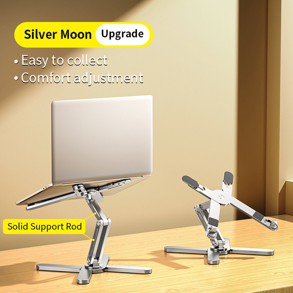 Laptop Stand with 360 Rotating Metal Foldable Holder for 16' Computer Notebook X-Shaped Ergonomic Portable Adjustable Desk Riser