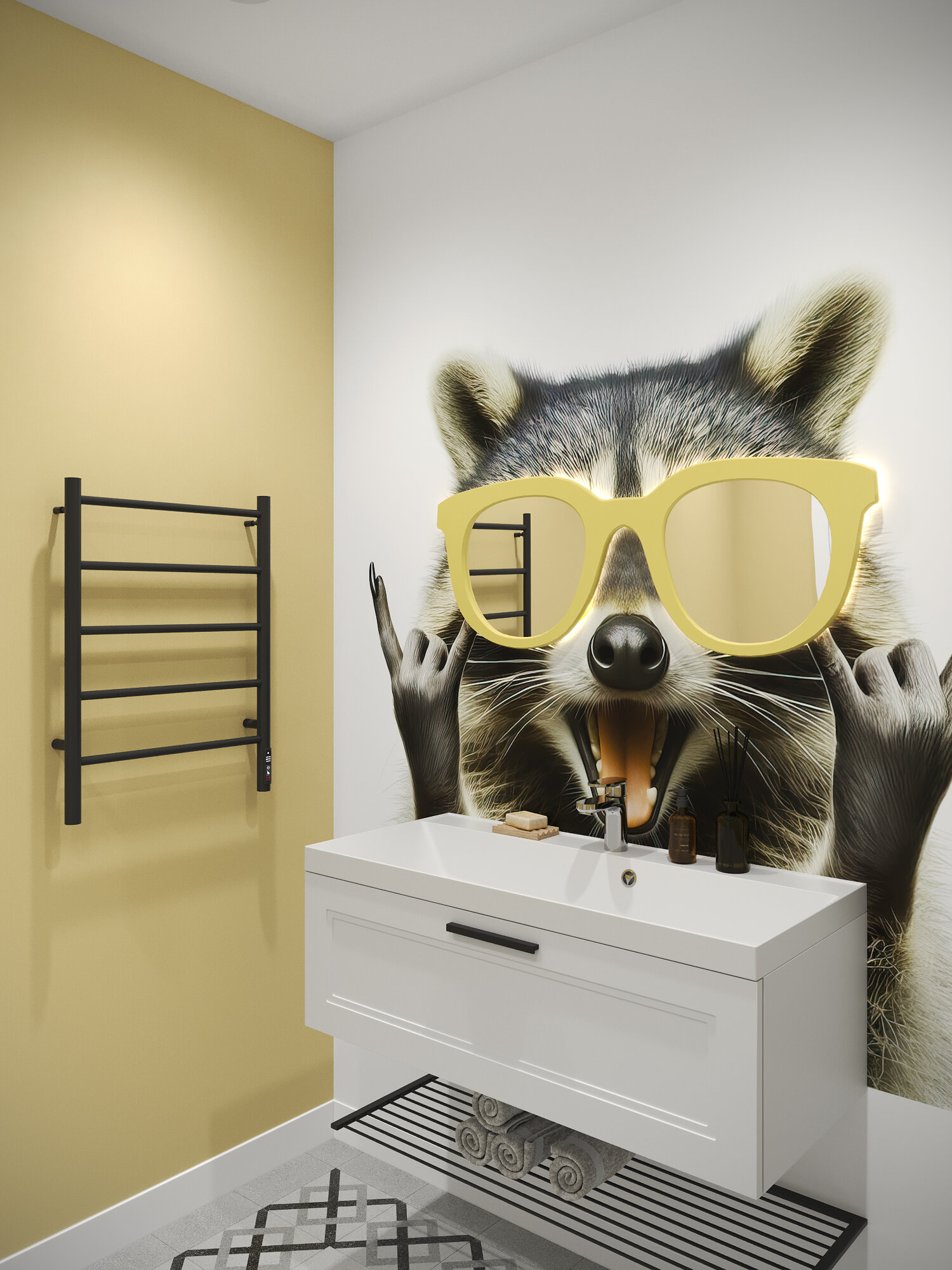 Полотенцесушитель электрический черный EL-TERM (Эл-Терм) лион 500х700 мм, нержавеющая сталь