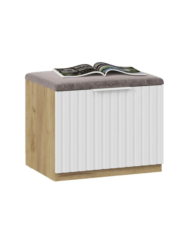 Банкетка в прихожую Хилтон (Дуб Крафт Золотой/Белый матовый) — фото 1