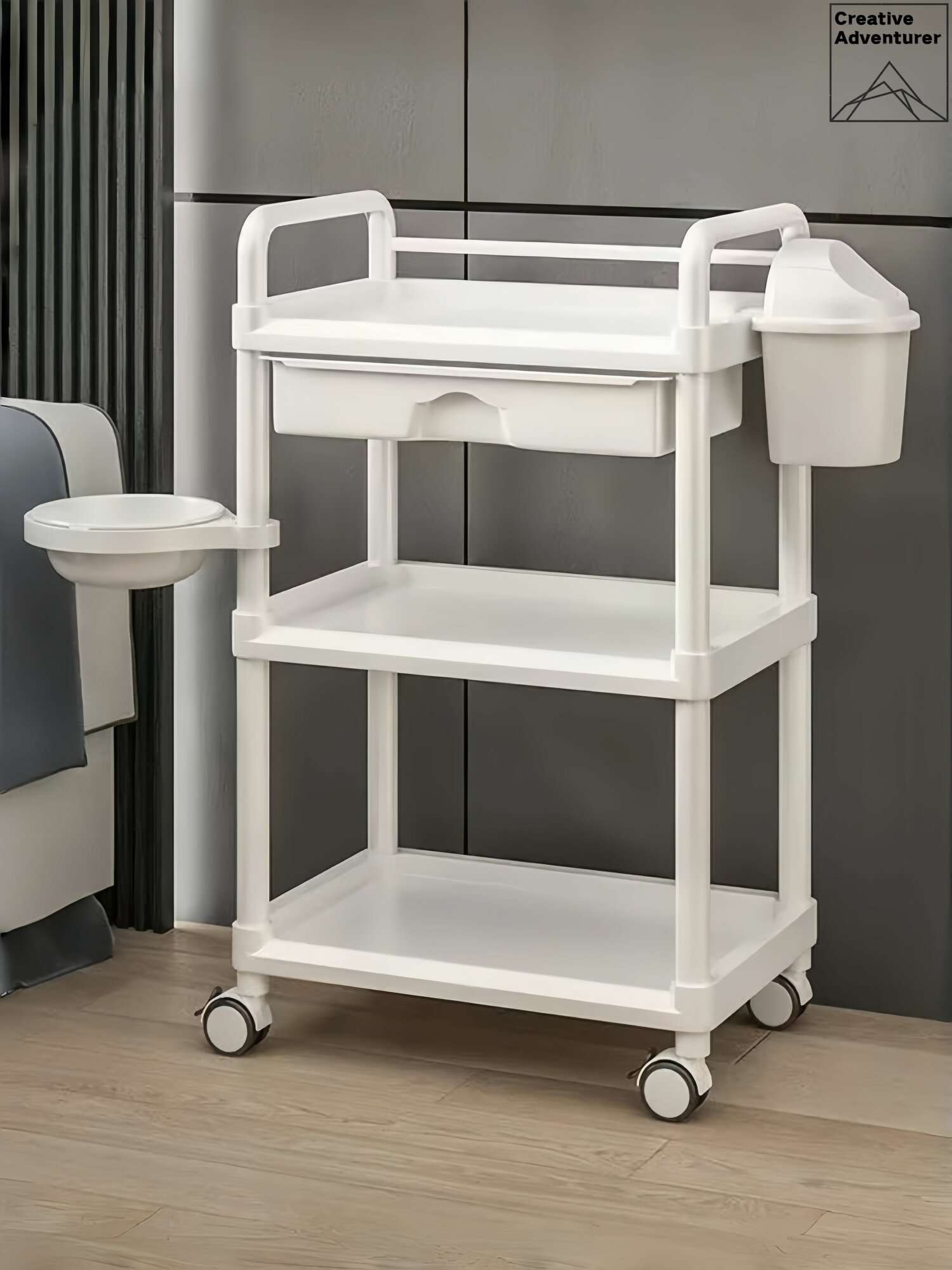 Тележка косметологическая белая для мастера педикюра ABS пластик