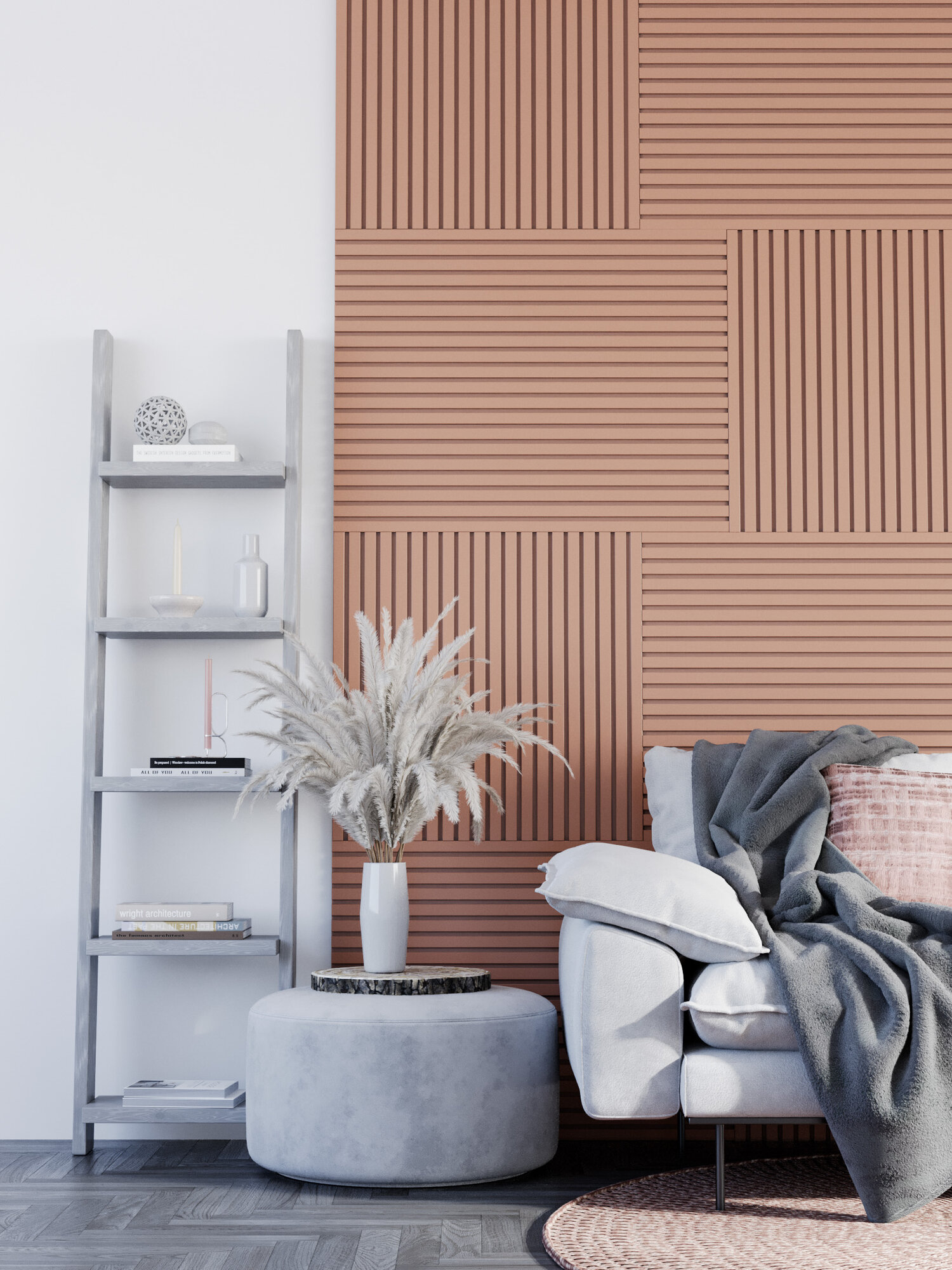 Комплект Реечной модульной стеновой панели саваш без покрытия под покраску (рейка) 0.62 м2 - в комплекте 6 модульных панелей каждая габаритом 900*116*16 мм + 1 стартовая + 1 финишная планки