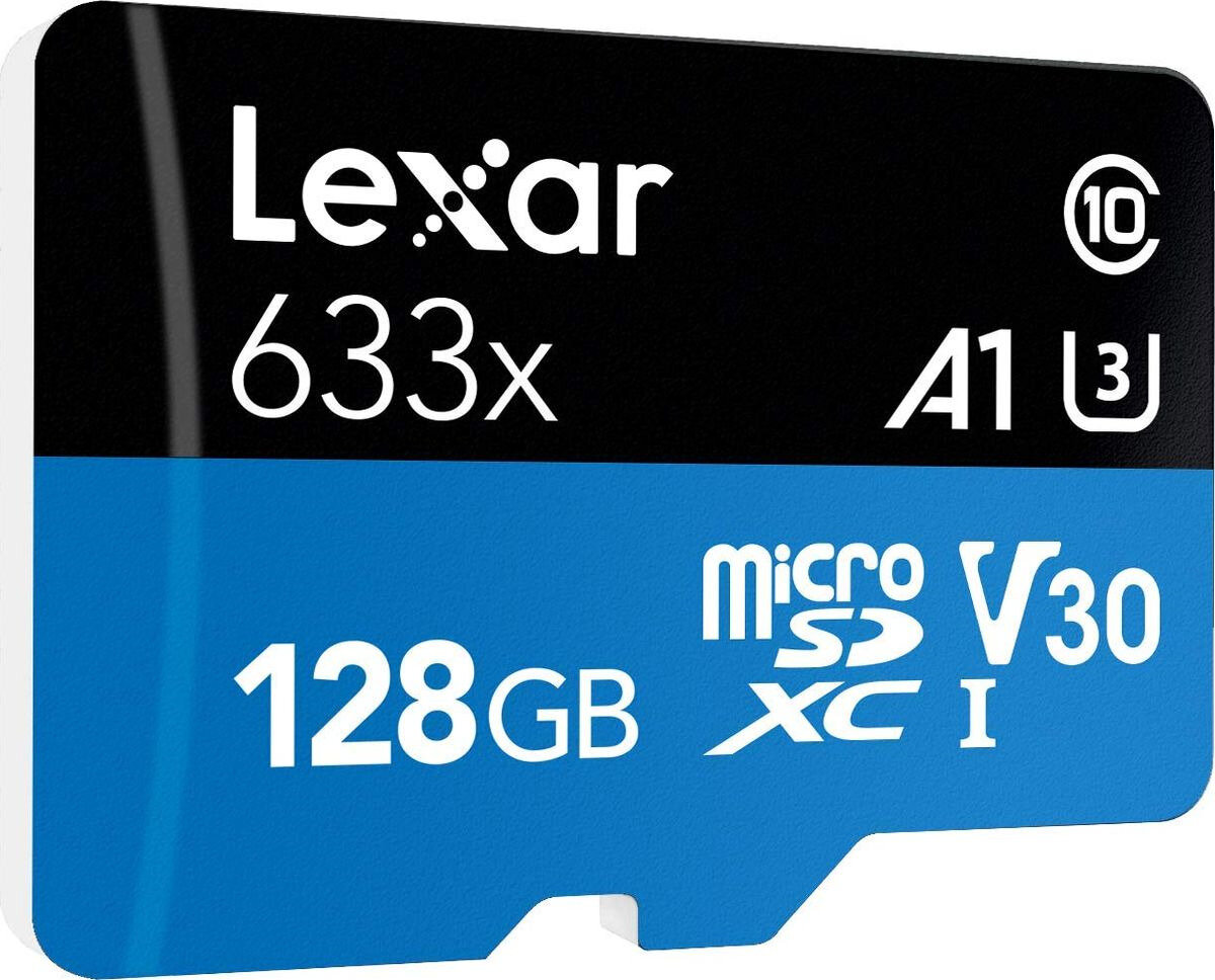 Micro SD 128GB Lexar High-Performance 633x microSDXC UHS-I U3 V30 A1, 100/45 Mb/s (SD адаптер) LSDMI128BB633A