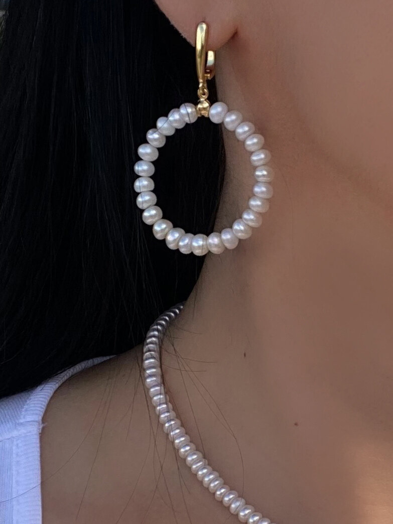 Серьги с подвесками, конго JEWELRY A VENTO, жемчуг пресноводный культивированный, размер 53 мм, белый — фото 1