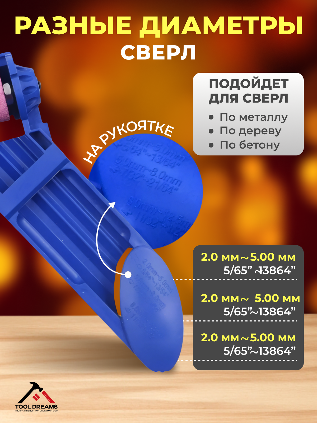 Универсальная насадка для заточки сверл, точилка для сверла — фото 1