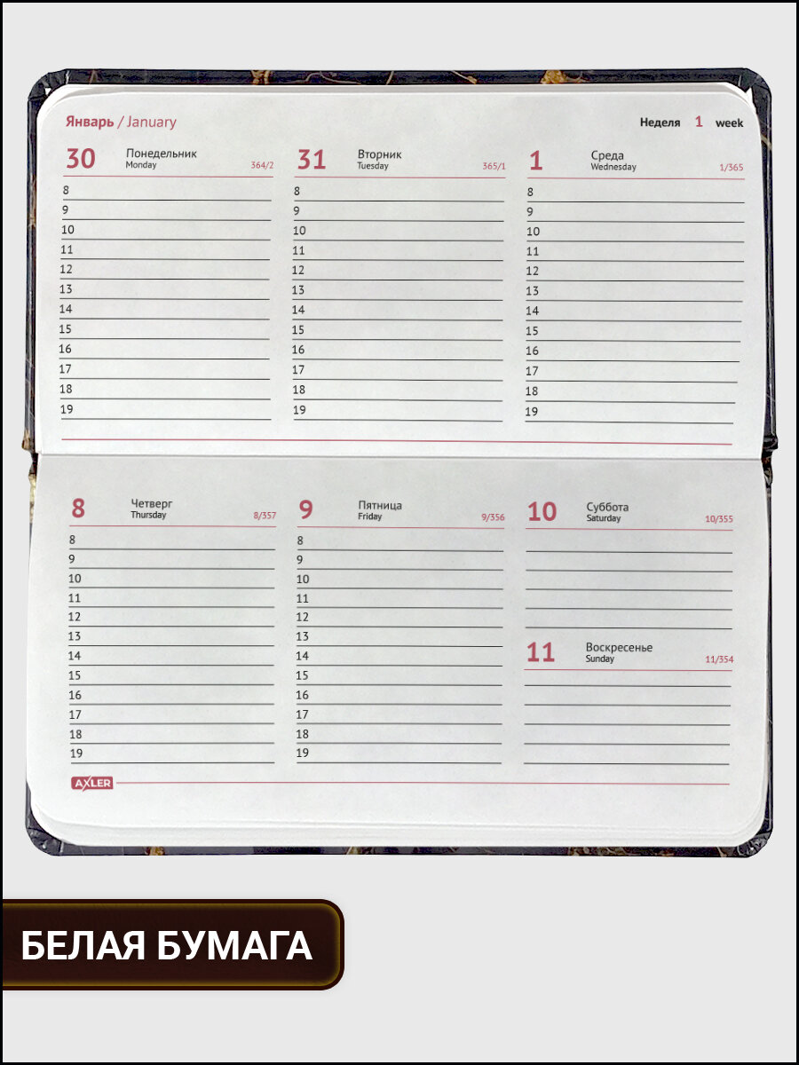 Планинг датированный на 2026 год AXLER, планер еженедельник, ежедневник для записей, женский, черный А6 — фото 1