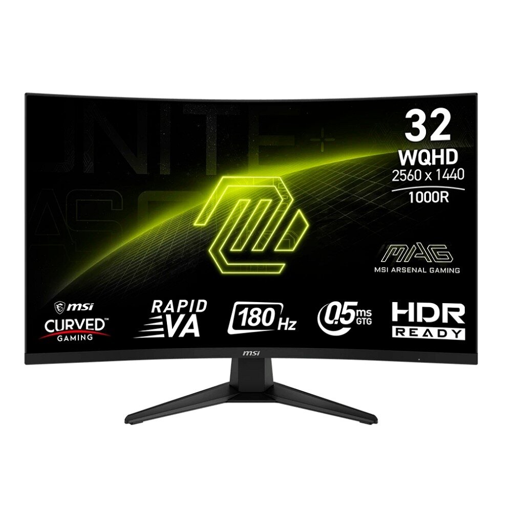 Монитор MSI 31.5" MAG 325CQF VA 2560x1440 Curved 180Hz 11ms 300cd 2xHDMI DisplayPort USB-C(15W) Tilt VESA 9S6-3DC11H-085