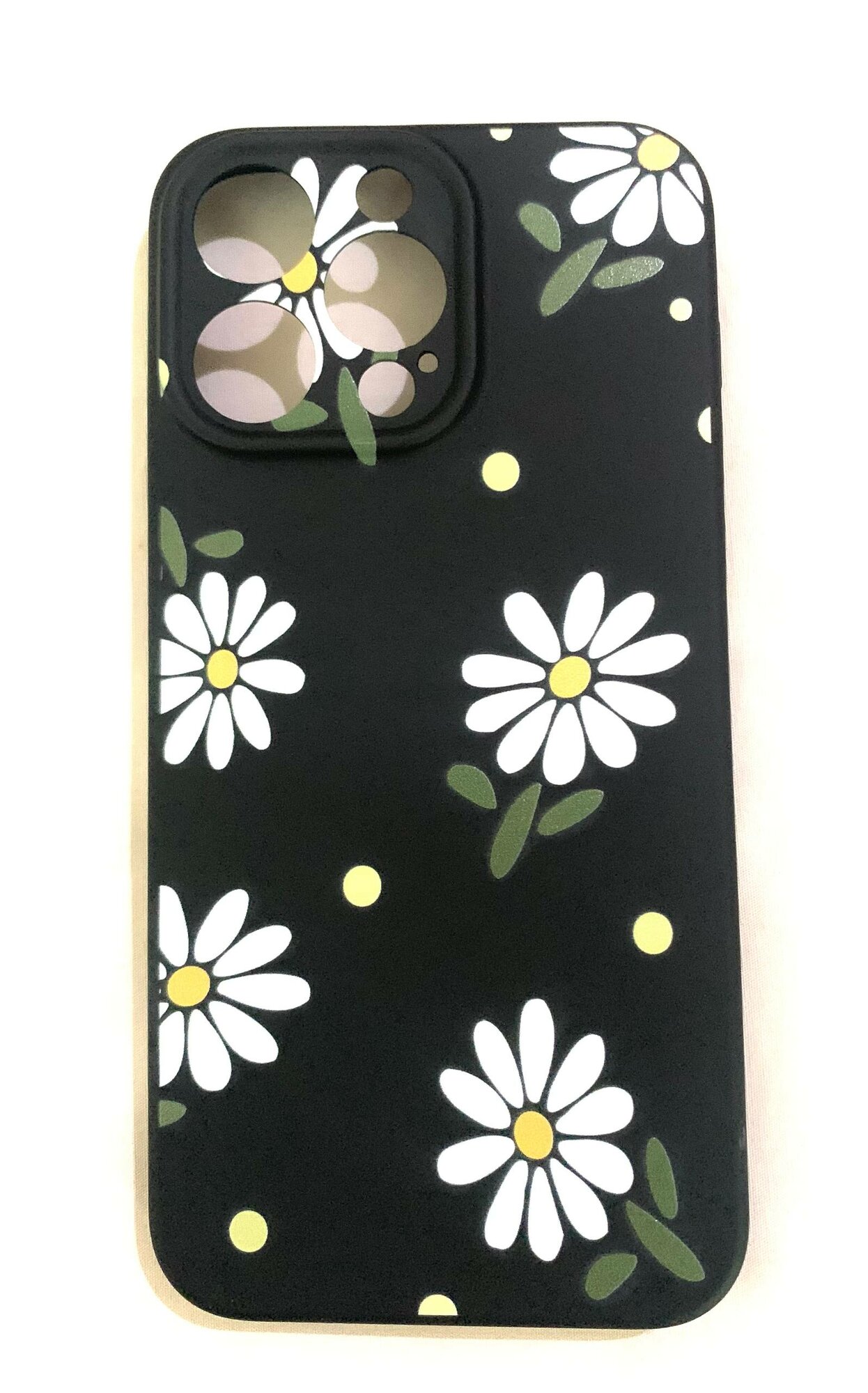 Чехол "Ромашки" чёрного цвета для модели телефона Iphone 15 Pro Max