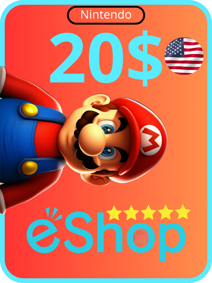 Пополнение счета Nintendo eShop Код активации на 20 USD $ | Подарочная карта Nintendo eShop США | Gift card Nintendo USA