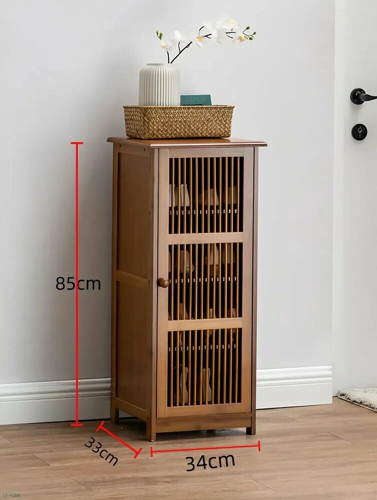 Обувница "Бамбук", напольная, 3 отделения для обуви, с ящиком и дверцей