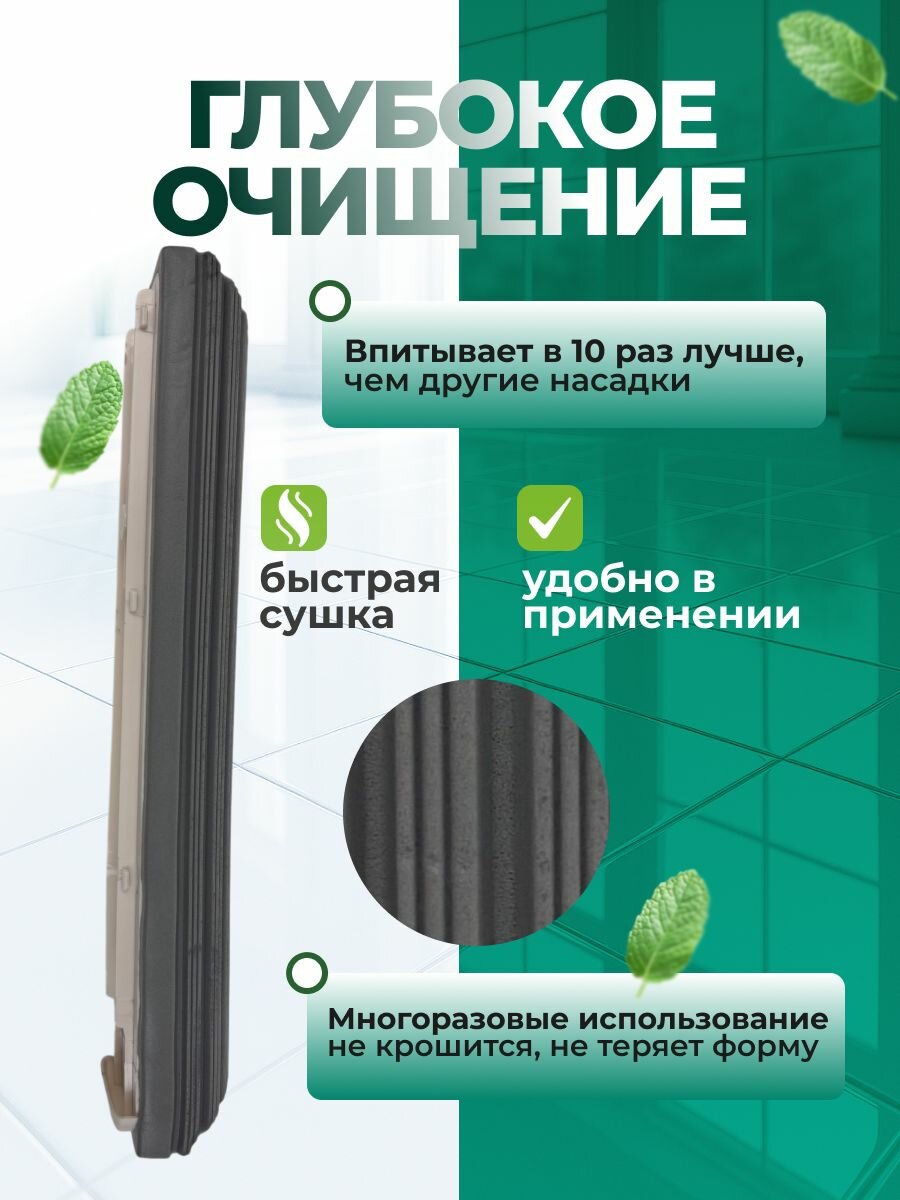 Насадка для швабры Мой дом PVA, губка, с пропиткой, серая, 33x6 см — фото 1