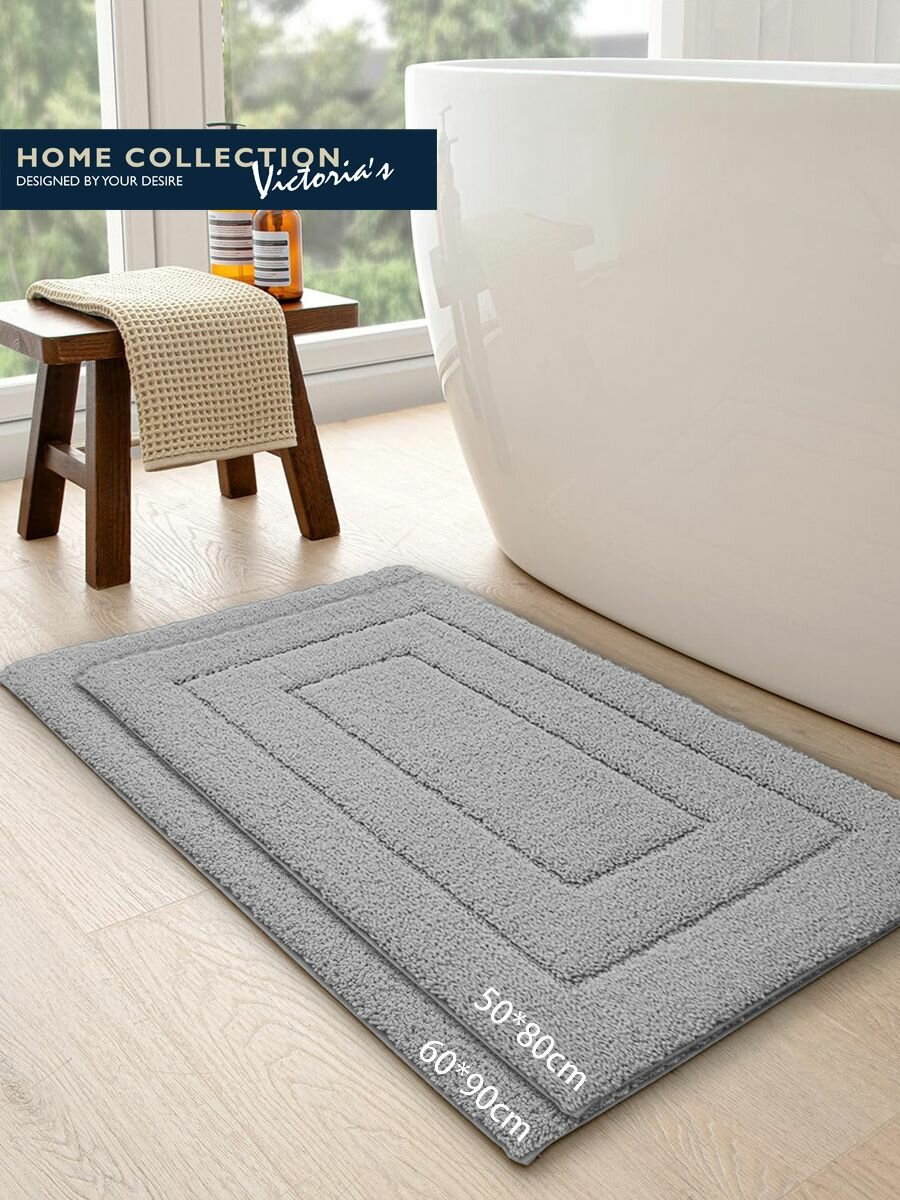 Коврик 50х80см для ванной комнаты серый спальни детской кухни нескользящий безопасный универсальный