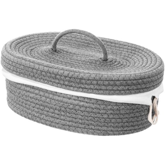 Хлебница EL Casa плетеная 35х25х13 см с льняным мешком серый (290175)