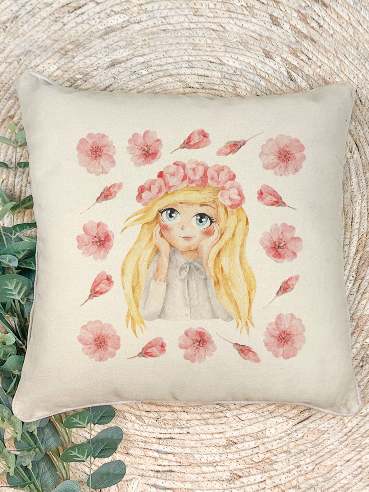 Наволочка для декоративной подушки Gerasim "Сакура ", 41х41 см, эко-ткань хлопок/полиэфир, Япония