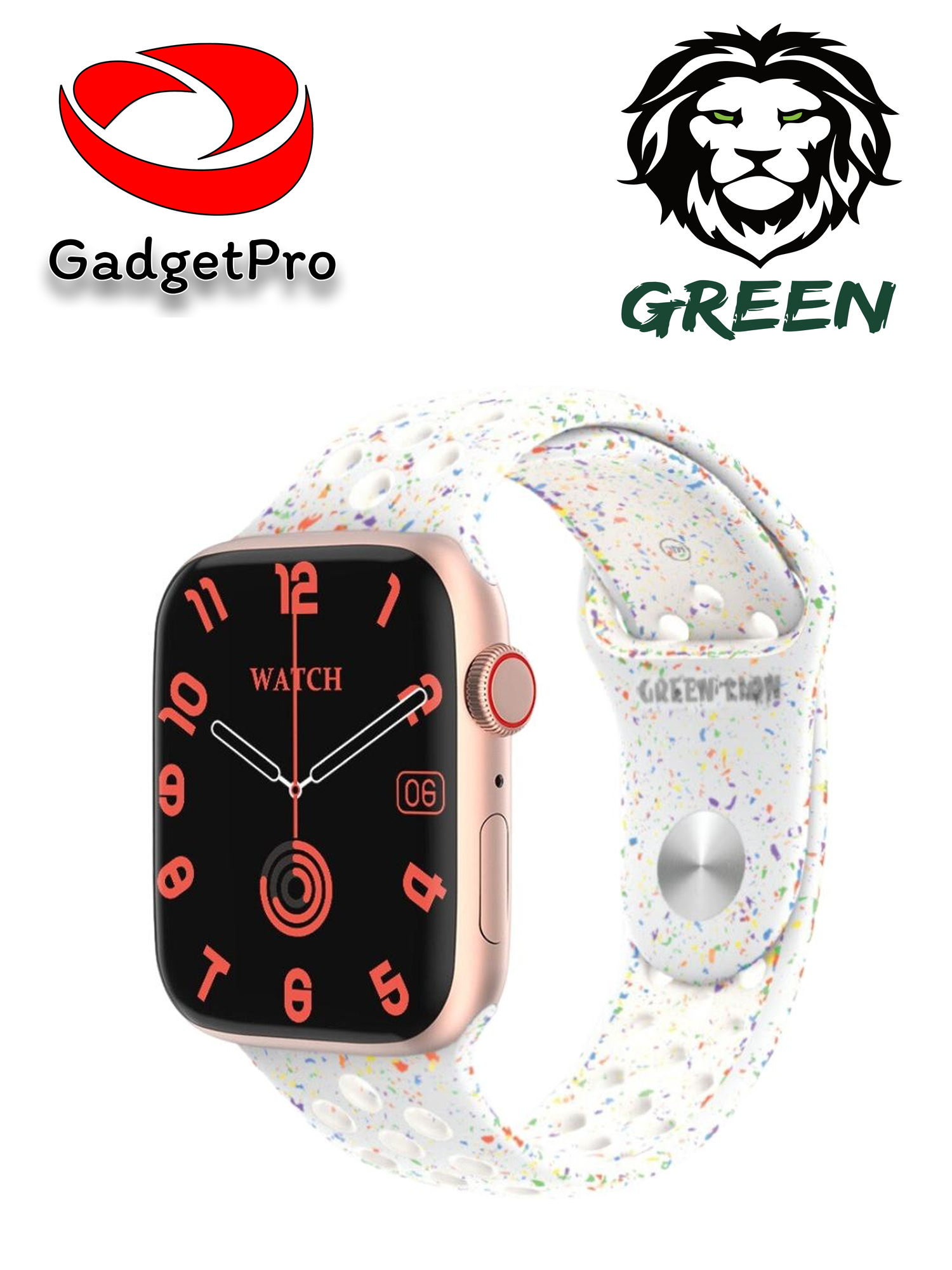 Умные часы Green Lion Ultimate, 2.01″ IPS, Bluetooth-звонки, NFC, ЭКГ, мониторинг здоровья, IP67, золотой корпус, белый ремешок