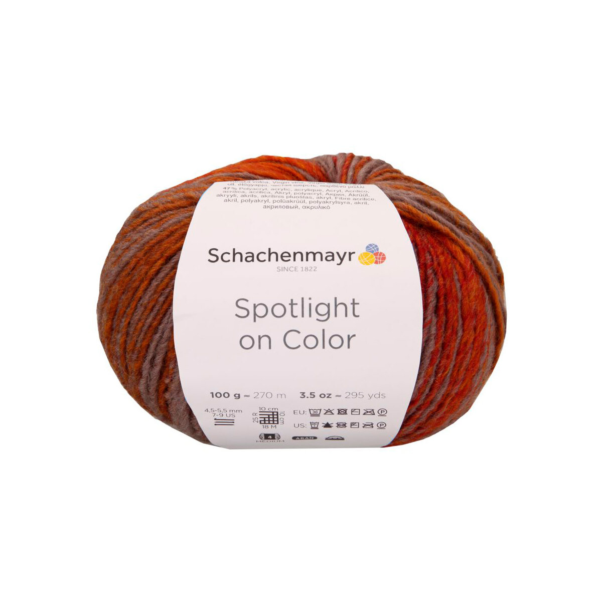 Spotlight on Color /Спотлайт Колор/ пряжа Schachenmayr, MEZ, 9807010 (00080, autumn color (цвет осени), бордовый/оранжевый/серый)