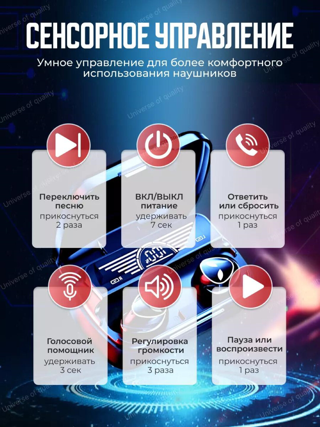 Беспроводные наушники М10, М19, М20, М90, М80, М85, М86, М88с Powerbank 3500 мА/ч, Bluetooth 5.3 — фото 1
