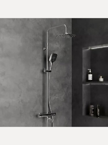 Изображение товара Душевая система с тропическим душем и термостатом Damixa Aurora, цвет хром