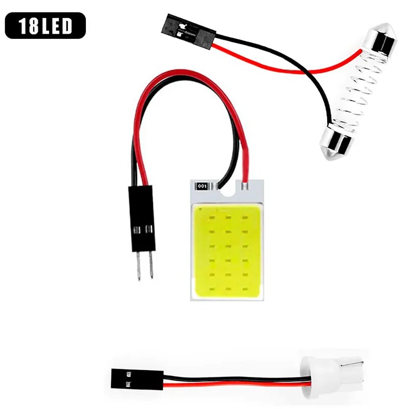 Светодиодная панель w5w со светодиодной панелью лампа для чтения карты COB лампа салона автомобиля ластона 31 мм 36 мм 39 мм 41 мм адаптер T10 168 194 1 шт DF-18LED white