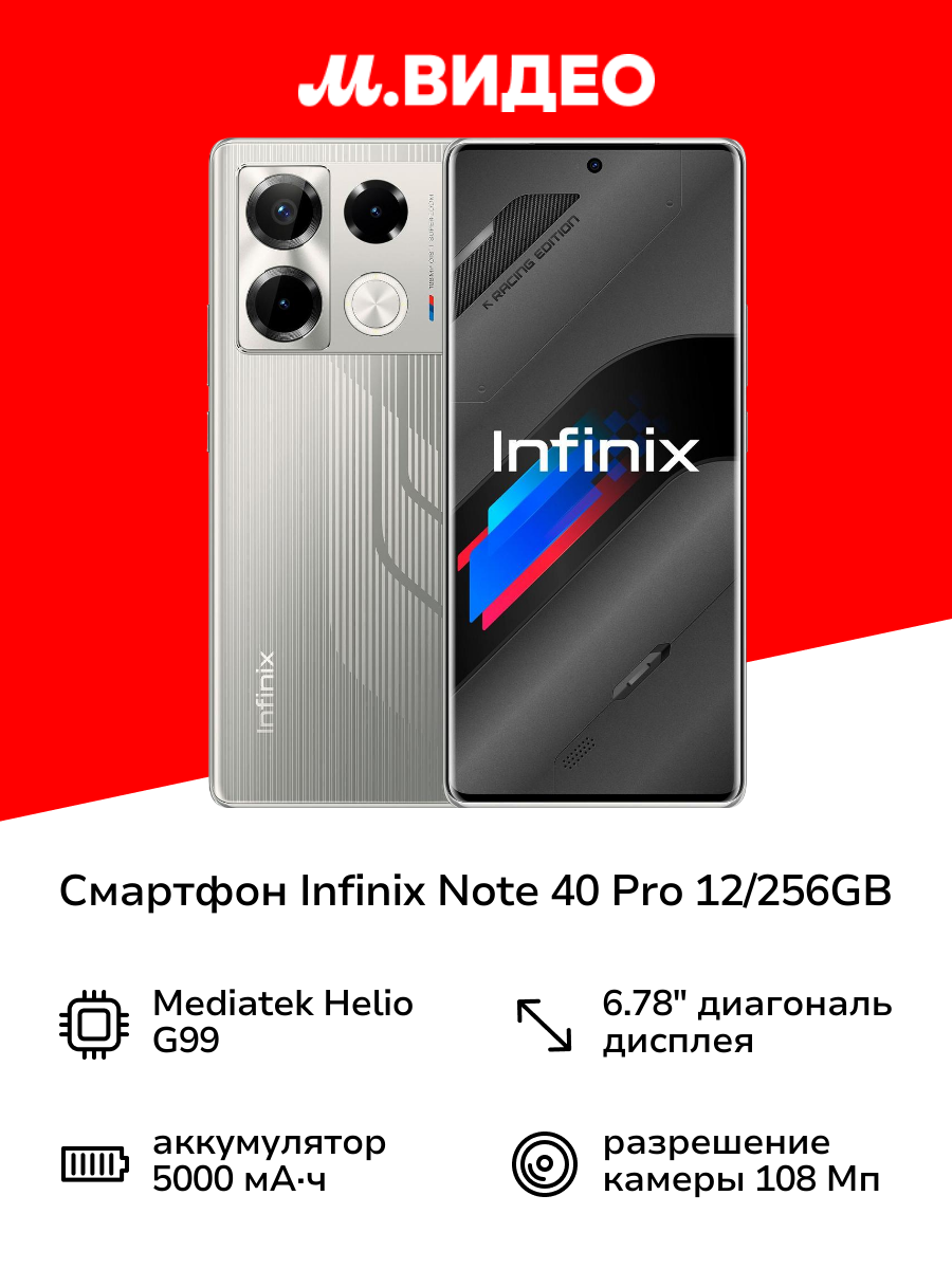 Смартфон Infinix NOTE 40 Pro 12/256GB Racing Grey