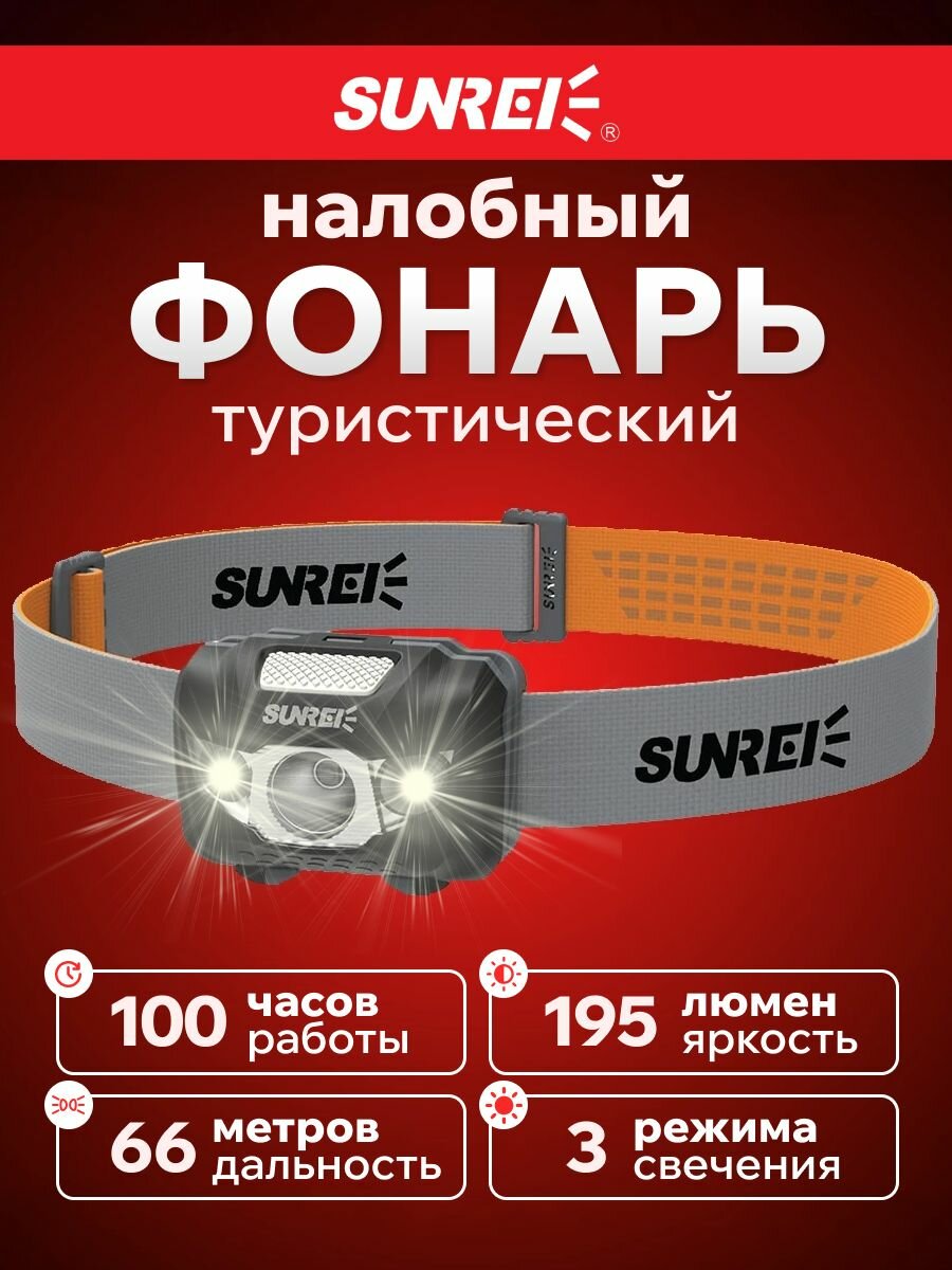 Фонарь налобный туристический Sunrei Youdo2S Handy motile headlamp, цвет: черный
