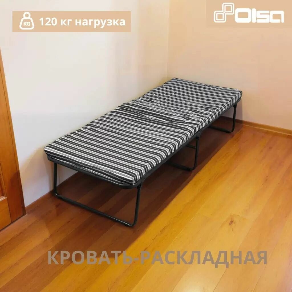 Раскладушка 194х79х38.5 см 100 кг Отдых с4/17/с4/70 полумягкая сталь пружинная змейка матрас в комплекте поролон