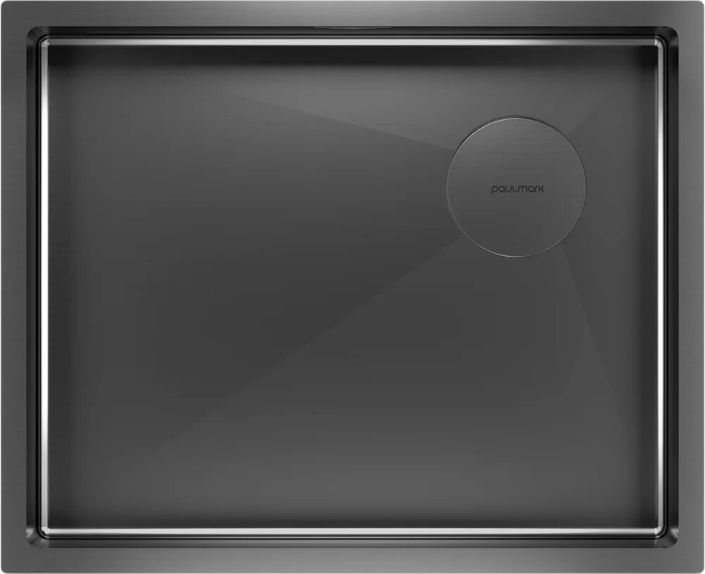 Мойка кухонная Paulmark Next Skew PM885444 GM металлическая  прямоугольная  54x44  мойка для кухни  серая  встраиваемая снизу  черная