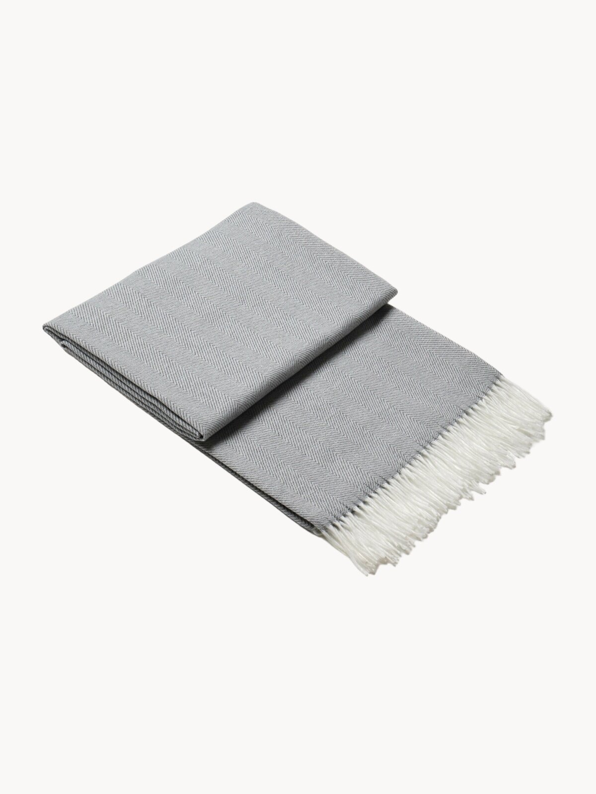 Плед VLADI home, 150x200 см, шерсть/хлопок, белый/серый, покрывало на диван, кровать
