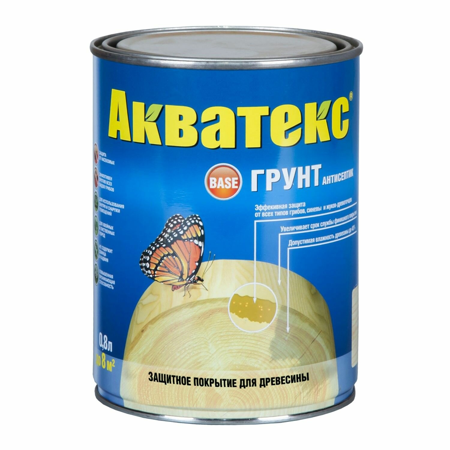 Защитный грунт-антисептик для древесины Акватекс (08л)