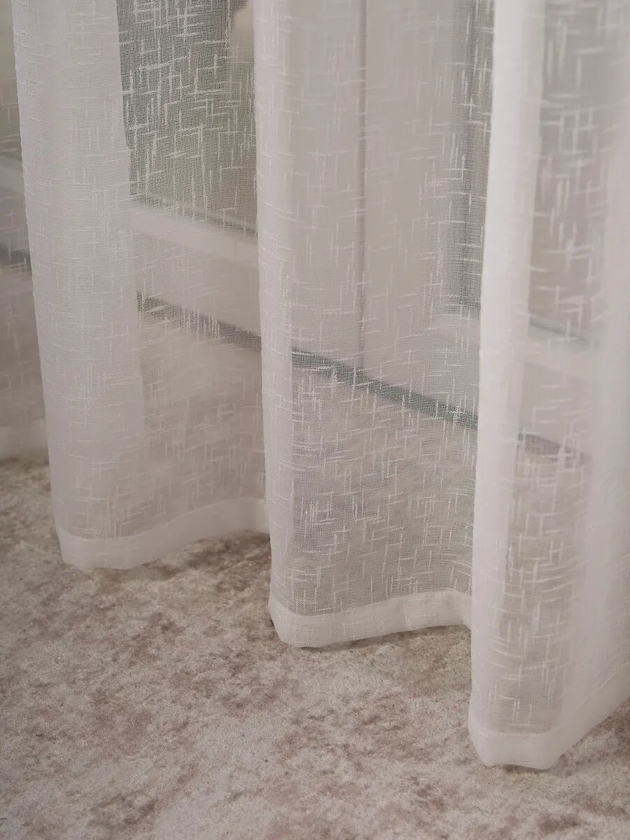 Тюль в гостиную, спальню, на кухню, SANPA HOME, под лен 290х260 см,1шт, шторная лента — фото 1