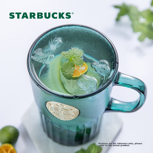 Starbucks Dark Green Goddess Signature Glass Mug, Coffee Cup, Office Water Cup, 400ml, Birthday Gift