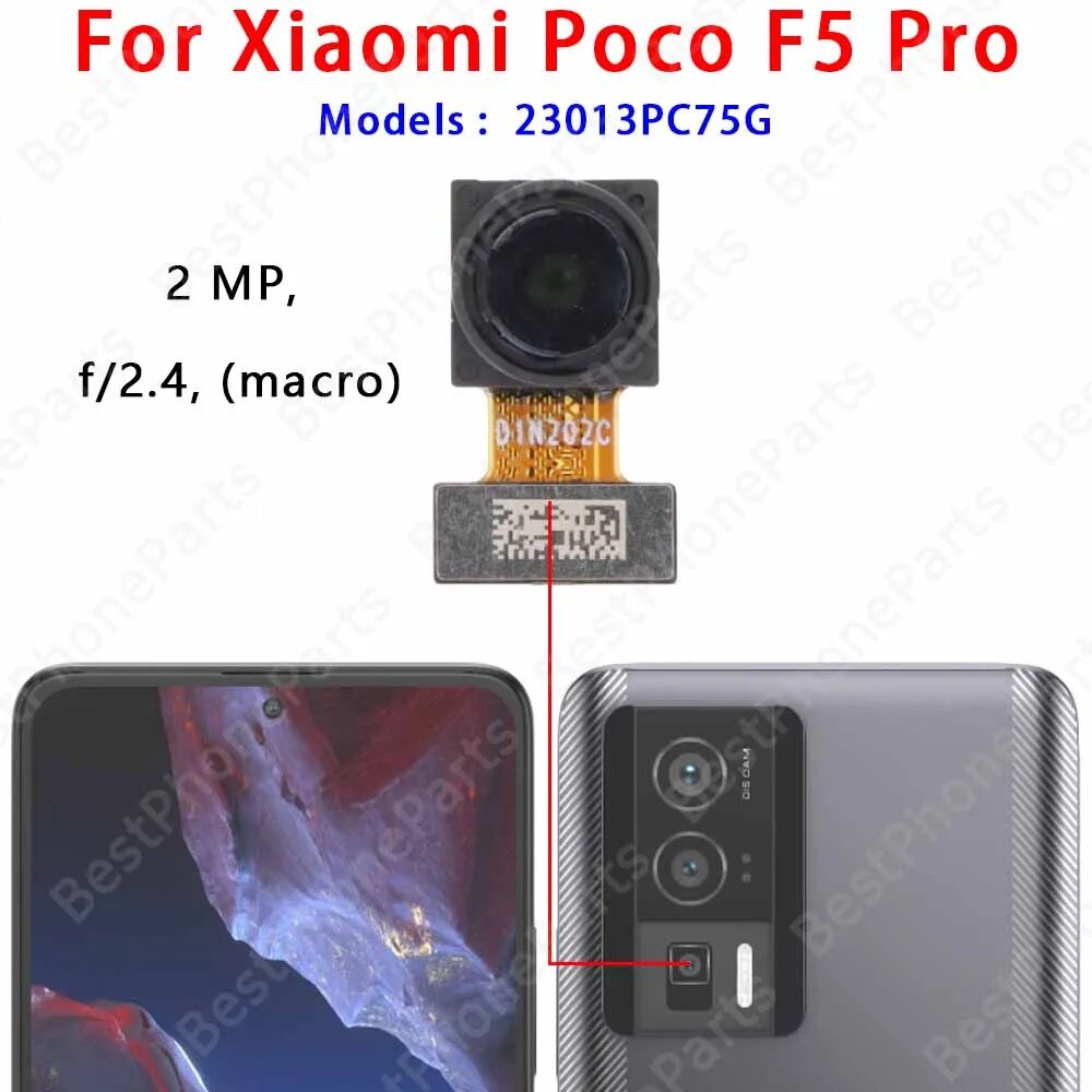 Камеры Заднего Вида Xiaomi Задняя камера для Xiaomi Poco F5 Pro PocoF5, модуль камеры, вид сзади, запасные части, 64 МП, основной, 8 МП, сверхширокий, Poco F5 Pro Main