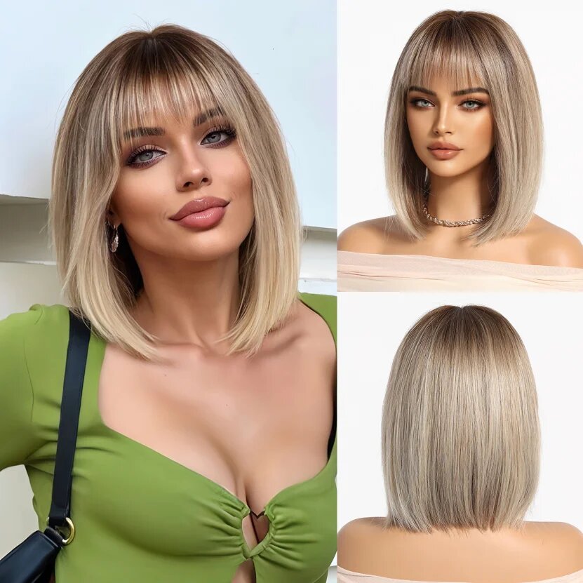 EASIHAIR Синтетические парики короткие прямые темно-коричневые