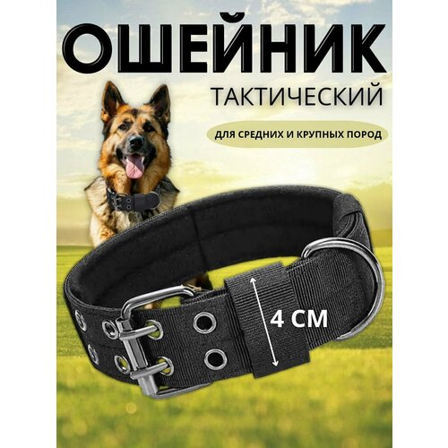 Ошейник для собак крупных и средних пород тактический нейлон, черный