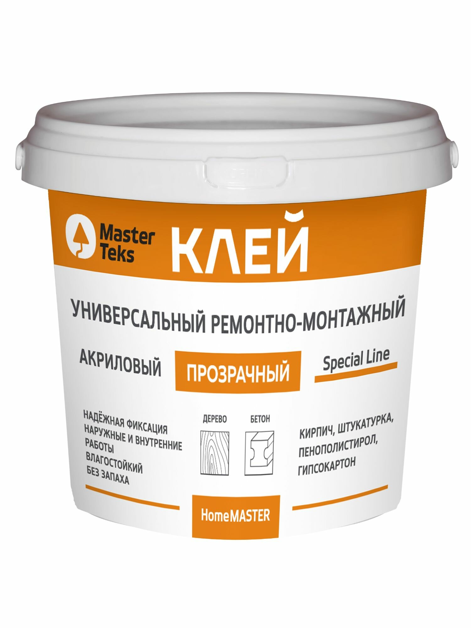 Клей акриловый MasterTeks ремонтно-монтажный прозрачный 0.9 кг