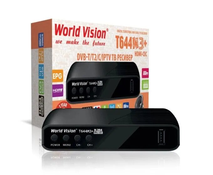 Цифровая приставка World Vision T644 M3 DVB-T/T2, DVB-C и FM-радио, тв бесплатно
