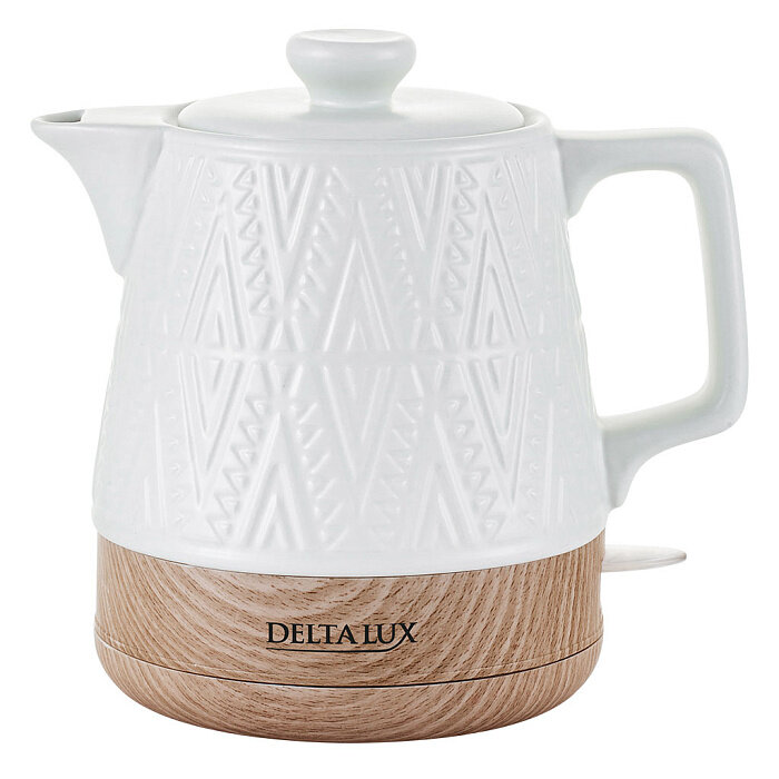Чайник электрический DELTA LUX DE-1020 белый, 1200 Вт, 1 л, корпус из фарфора